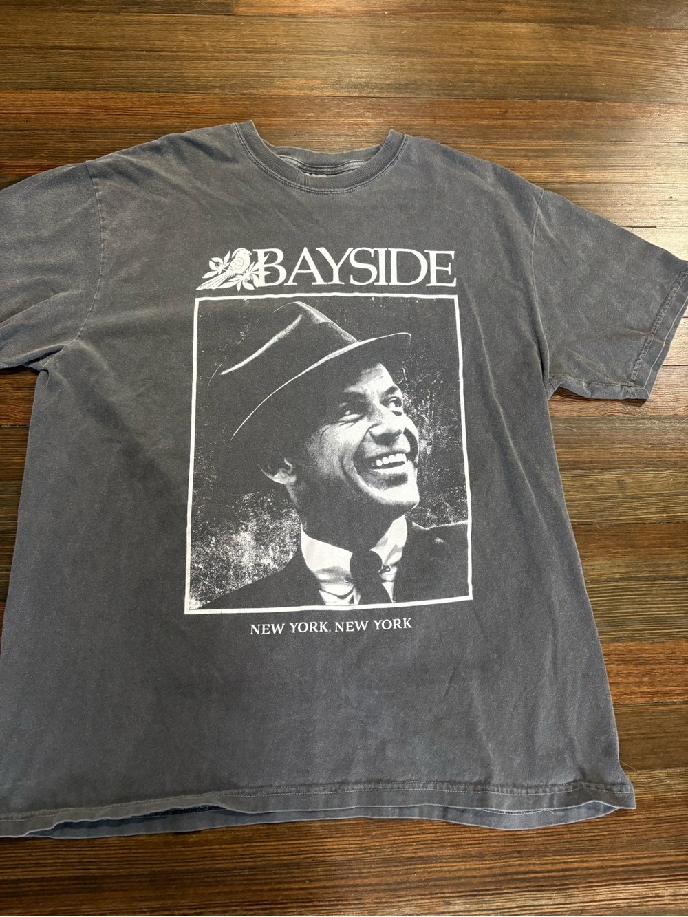 Comfort Colors Bayside Short-Sleeve Tee in Faded Black with White Print